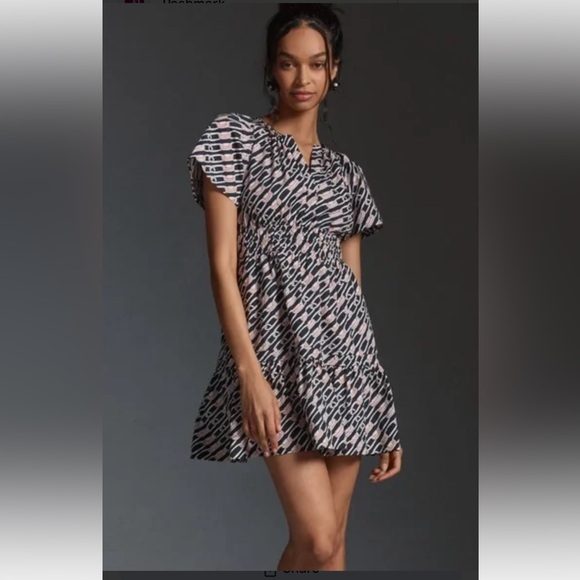 NWT Anthropologie Somerset Mini Dress Size Small  Petite Chain Link Pattern - Picture 1 of 15
